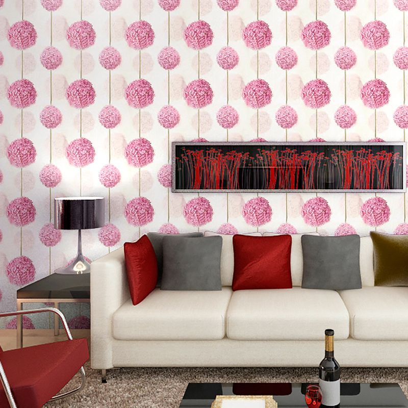 Purple Hydrangea Wallpaper Floral Print Rustic Stain-Resistant Wall Art for Living Room