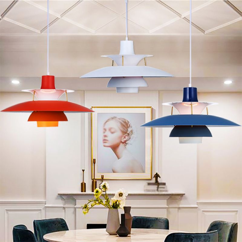 1 niveaux concentriques en couches légères lampe à pension nordique lampe suspendue en métal pour salle à manger