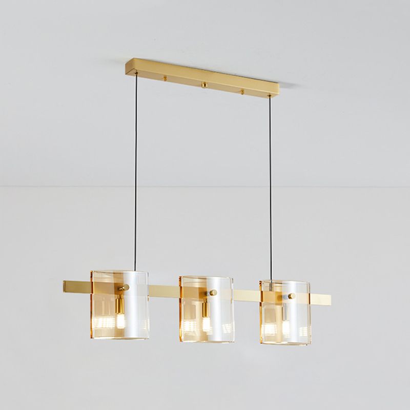 Glass Rectangle Island Light Fixtures Modern Multiple-Light Island Pendant