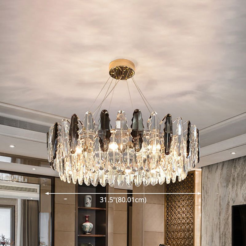 Luce soffitto a sospensione tamburo modernista modernista fumio grigio cristallo soggiorno lampada lampada