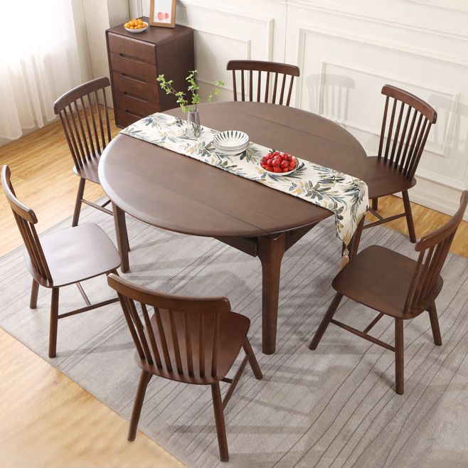 Contemporary Round Extendable Dining Table Solid Wood Standard Dining Table for Kitchen