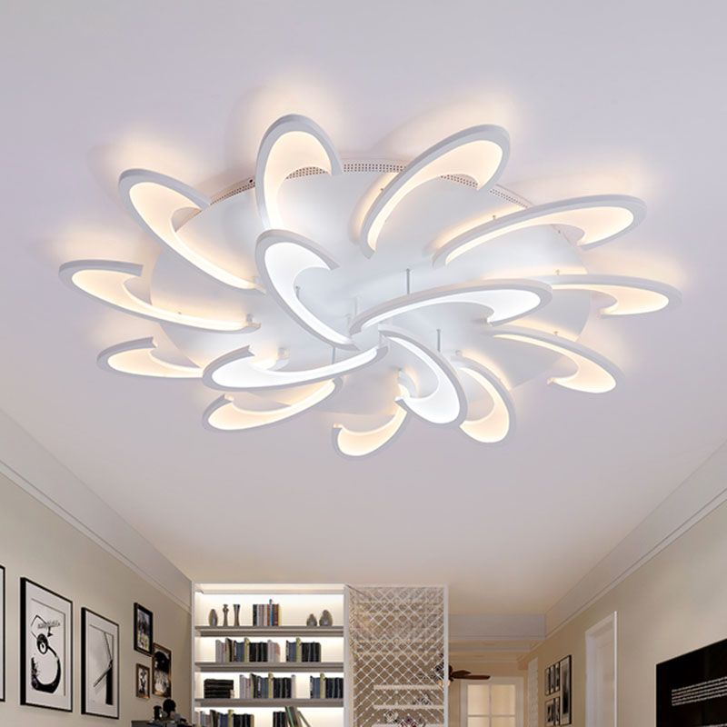 Windmill Flush Ceiling Light Fixture Modern Acrylic 3/6/12-Light Living Room Flushmount Lighting in Warm/White/Natural Light