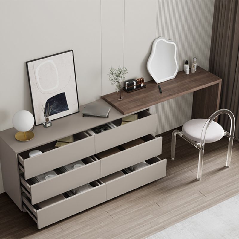Modern Brown Solid Wood Bedroom Standing With Drawer Make-up Vanity
