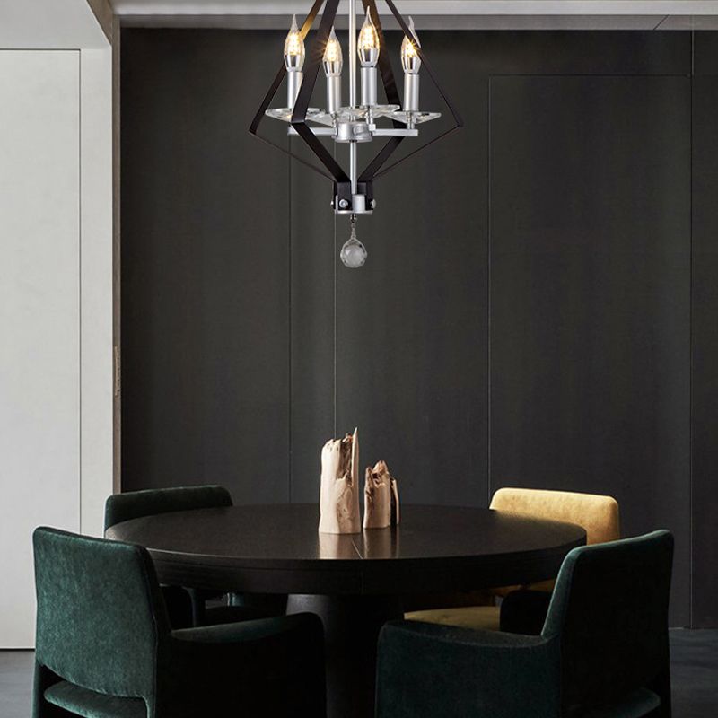 Chandelier géométrique Metal industriel 4 lumières Pendant le lustre pour salle à manger