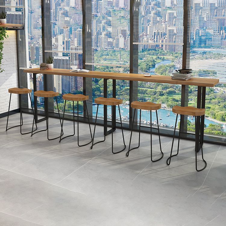 Sled Natural Wood Bistro Accent Dining Table Modern Rectangle Pub Height Dining Table