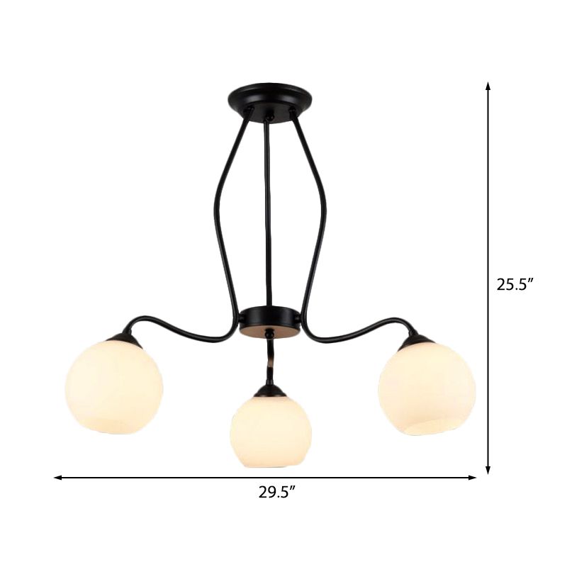 3/6/8 Luces Comedor Luz de techo Luz de luz Semi al ras con el tono de vidrio blanco esférico