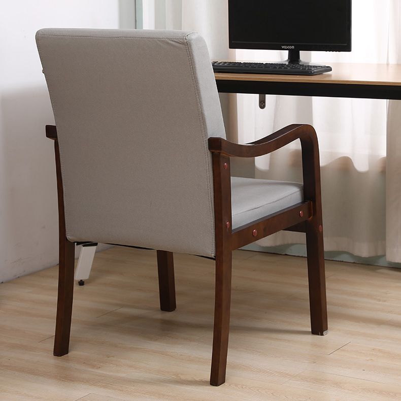 Modern Upholstered Dining Arm Chair Solid Back Dining Armchair with Wood Legs