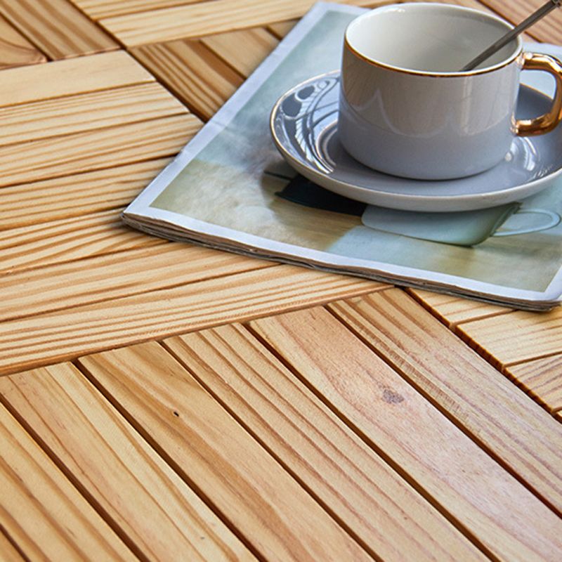 7-Slat Square Wood Patio Tiles Interlocking Installation Outdoor Patio Tiles