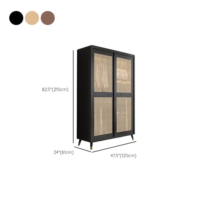 Rubberwood Wardrobe Cabinet Contemporary Wardrobe Armoire with Shelves