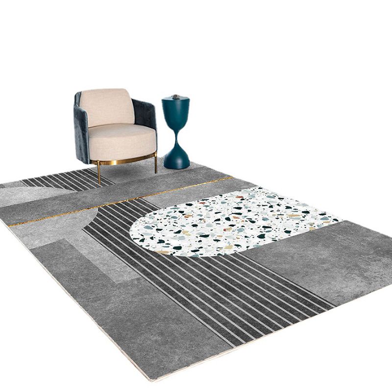 Orange Modern Rug Polyester Geometric Rug Stain Resistant Rug Drawing Room