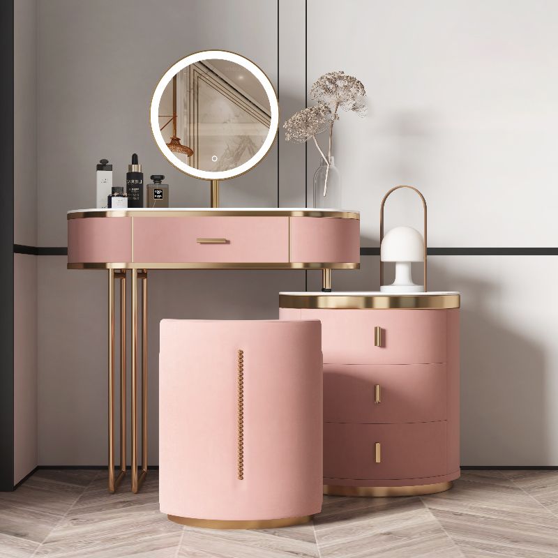 29.52" Height Pink Slate Top Dressing Table with Drawers Make-up Vanity
