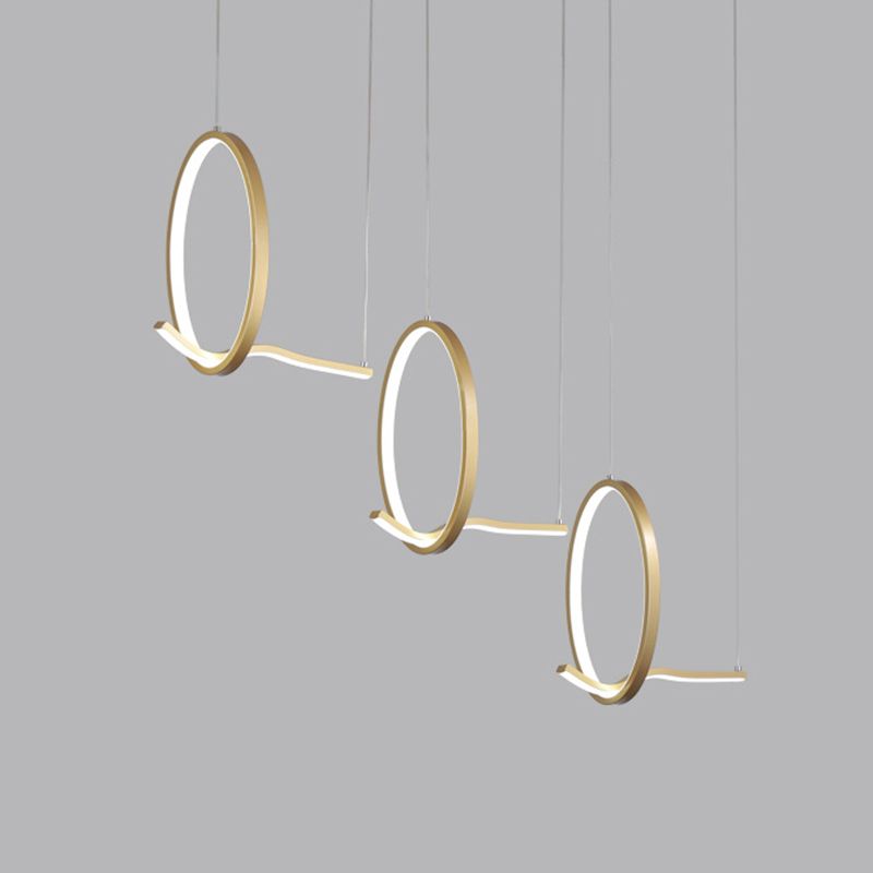 LED-Cluster-Ring-Anhänger Beleuchtung minimalistischer Metall 3-Kopf-Esszimmer Hängende Leuchte