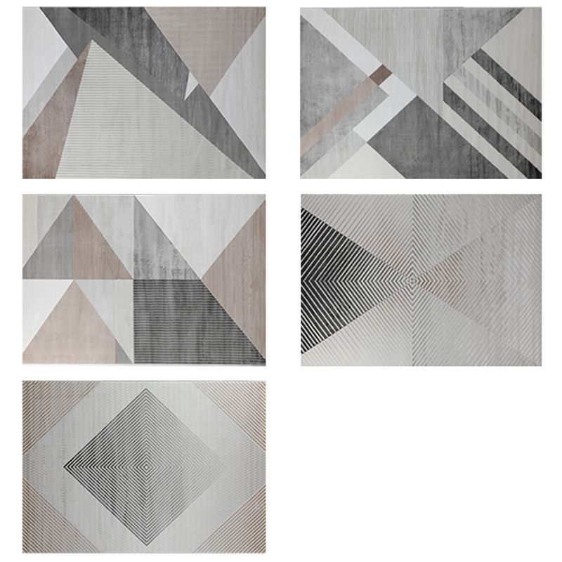 Rug Modern Geometric Pattern Carpet Rectangle Stain Resistant Indoor Rug