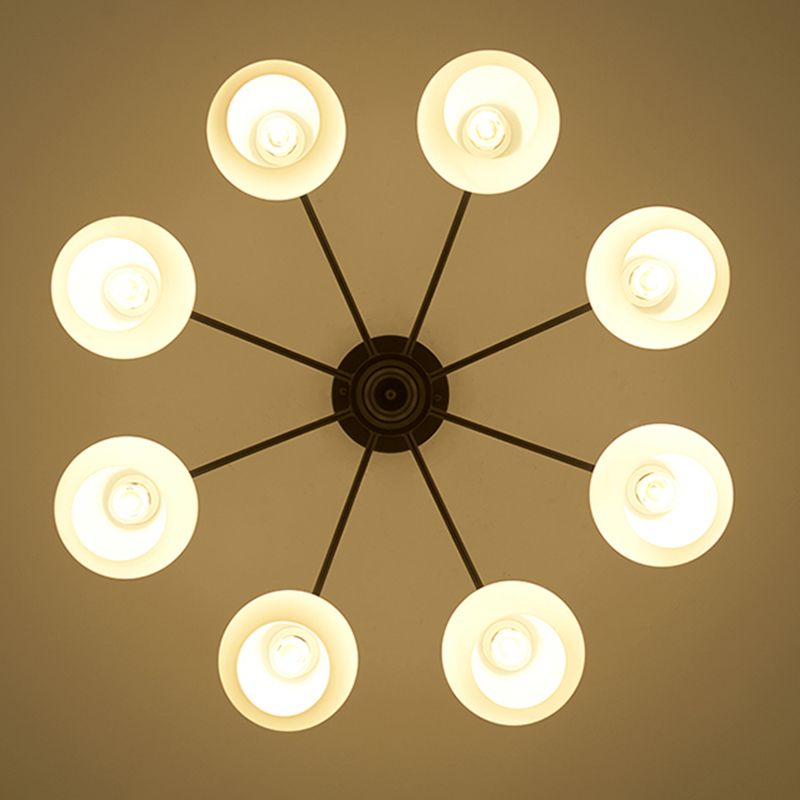 Moderne semi-inbouwlamp, eenvoudige plafondlamp met glazen kap voor salon