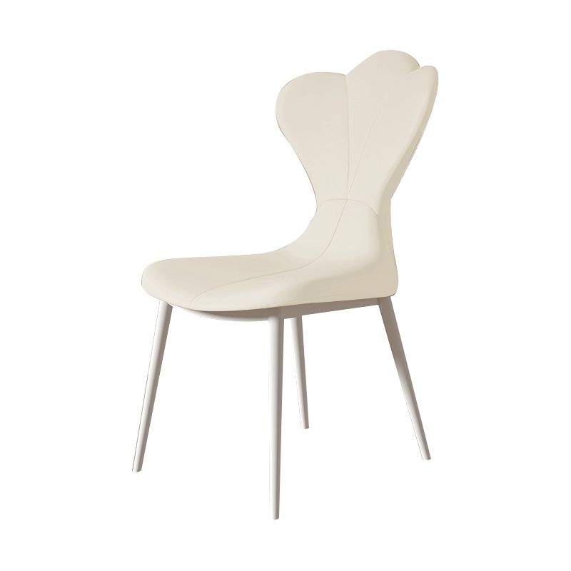 Modern Simple Side Chair Faux Leather Armless Dining Chair with Metal Base