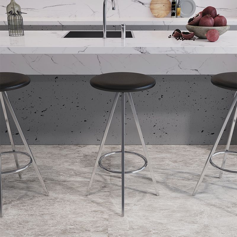 Industrial Style Barstools Leather Seats Metal 3 Legs Counter Stools for Dining Room