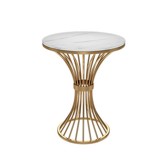 Round Scandinavian Style Dining Room Set Sintered Stone Dining Furniture Set with Metallic Base