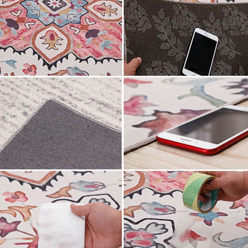Bohemian Tribal Symbols Tapis Light Multicolor Polyester Area Tapis Tapis de support non glissant pour le salon