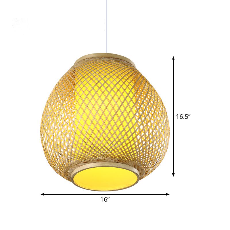 Lámpara de techo artesanal de 1 cabeza kit de luz colgante de bambú chino en beige con sombra de pergamino de tubo