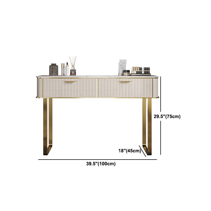 Beige Make-up Vanity Metal Dressing Table Stool Set with Drawers