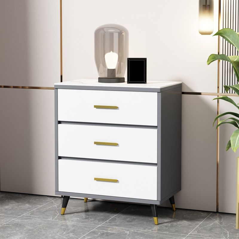 Stone Glam Storage Chest Bedroom Vertical Chest with Drawers