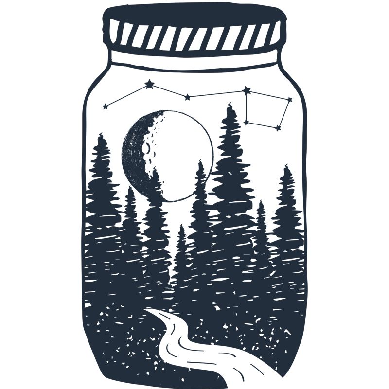 Forest in the Bottle Mural Black-White Modern Art Wall Covering for Living Room, Custom Size