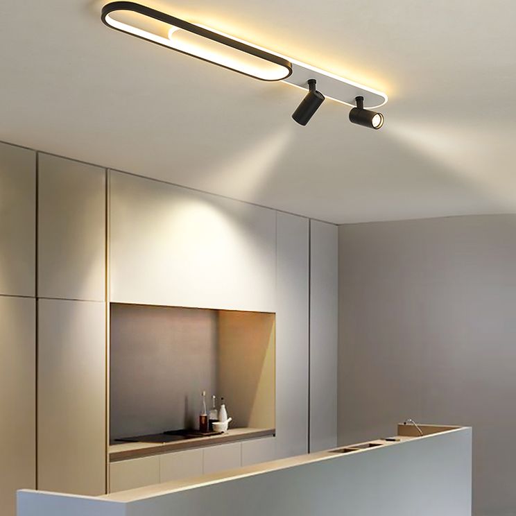Lámpara de techo de metal de estilo conciso y moderno con montaje semi empotrado LED acrílico oblongo para pasillo