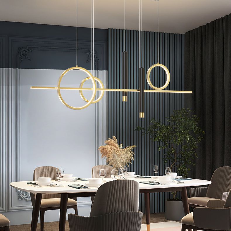 Luce a sospensione dell'isola a LED lineare in alluminio in moderna luce del soffitto in ferro battuto in stile creativo con ombra acrilica