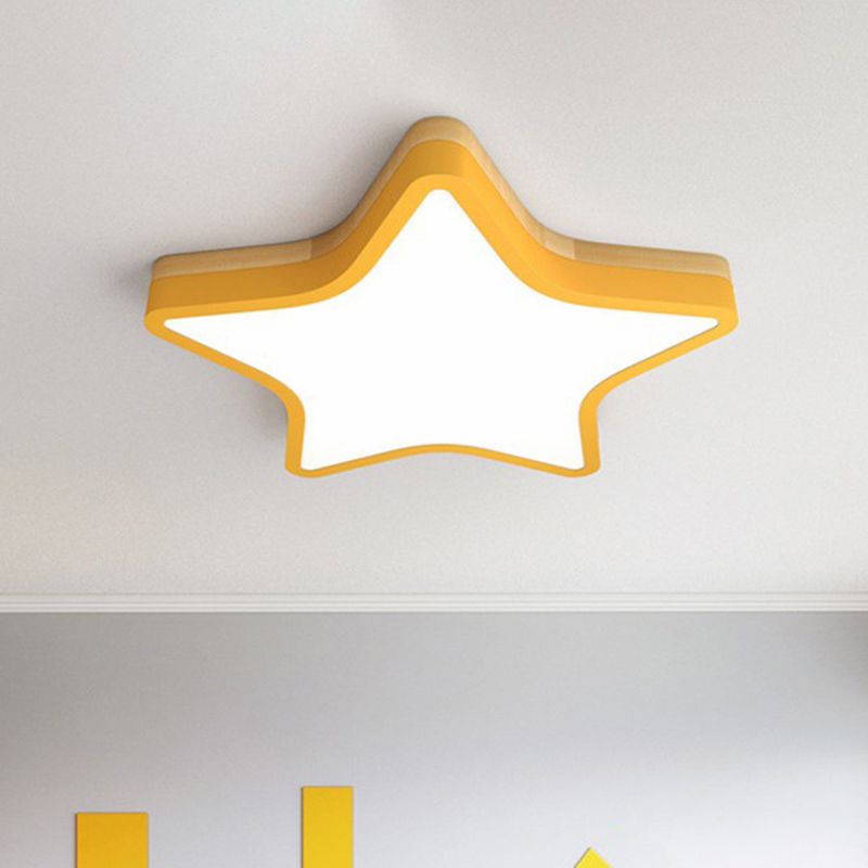 Nordic Star Shaped Flush Ceiling Light Wooden Kids Bedroom LED Flush Mount Lighting Fixture