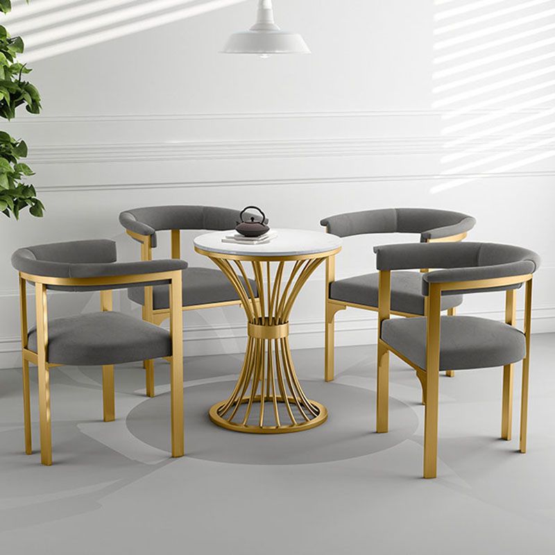 Glam Metal Dining Room Chair Armless Open Back Dining Side Chair for Restaurant Use