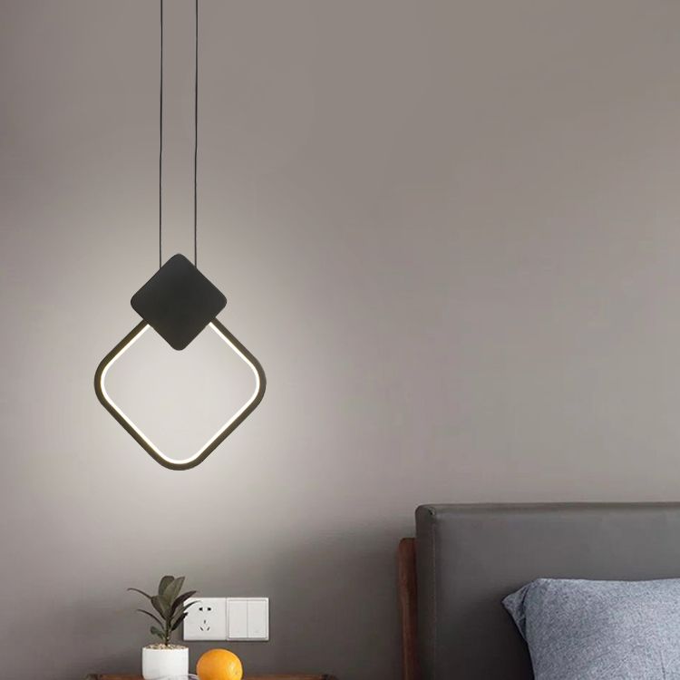 Silicone Black Led hangende lamp in moderne artistieke stijl aluminium lineaire hanglamp voor slaapkamer