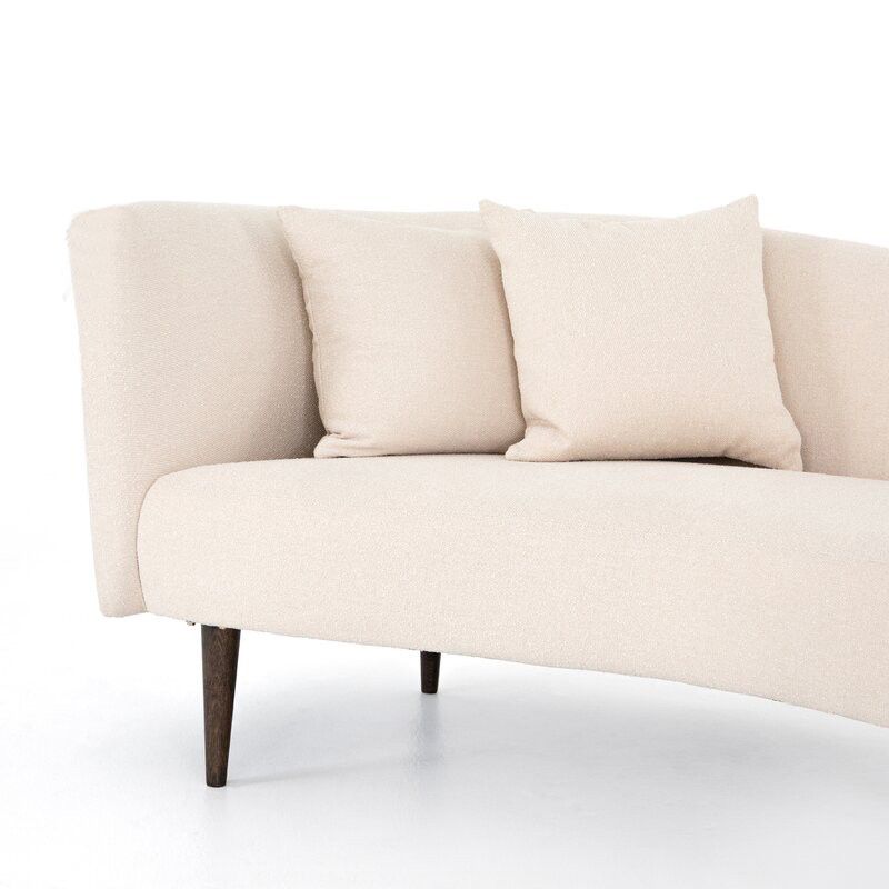 Living Room White Chaise Recessed Arms Modern Style Chaise Lounge with Upholster