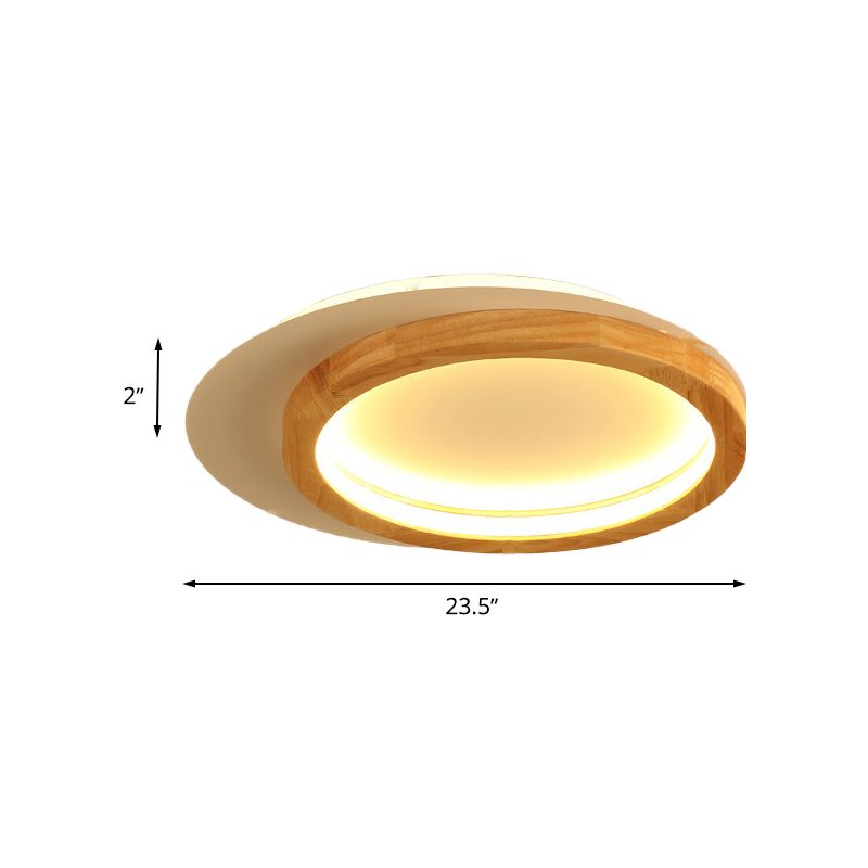 Wooden Loop Flush Mount Spotlight Modern 16"/23.5" W LED Flushmount Ceiling Light for Living Room