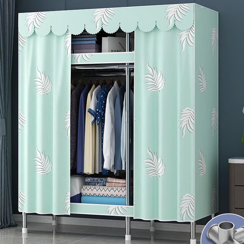 Contemporary Style Wardrobe Steel Cloth Rod Included Wardrobe Closet with Door