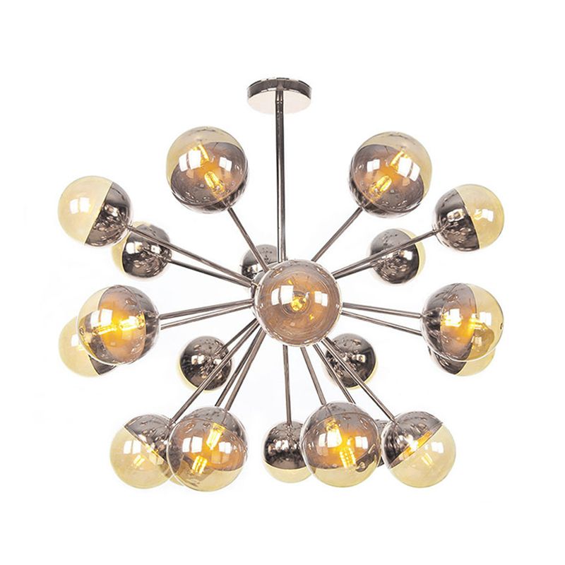 Semi-encastré Globe pour salle à manger, verre blanc/transparent/gris fumée, 9/12/15 lumières, luminaire semi-encastré contemporain en cuivre/chrome/or