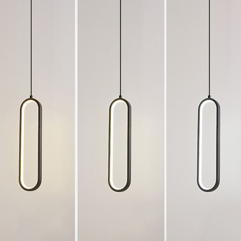 Nordic Style Iron Pendant Light Geometry Oval Led Ceiling Lamp for Bedroom