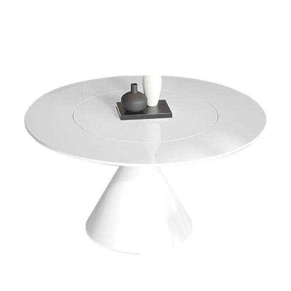 Round Stone Dining Table Modern Pedestal Dining Table in White and Black