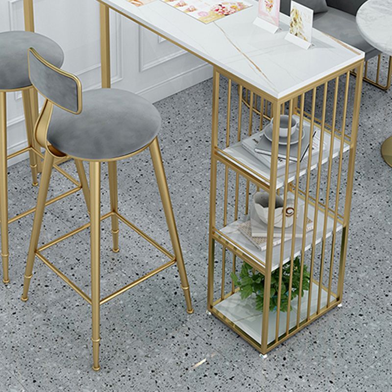 Industrial Style Bar Table Stone Rectangle Pub Table for Outdoor and Breakroom