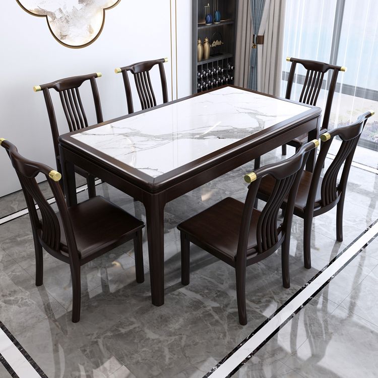 Rechthoek houten kleur eettafel gesinterde stenen tafel halverwege de eeuw met 4 poten