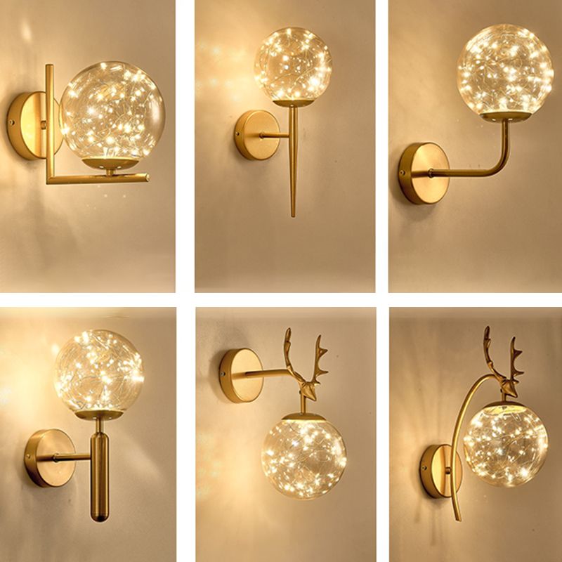 Globe Wall Sconce Gypsophila Style Glass Sconce Wall Light for Bedroom