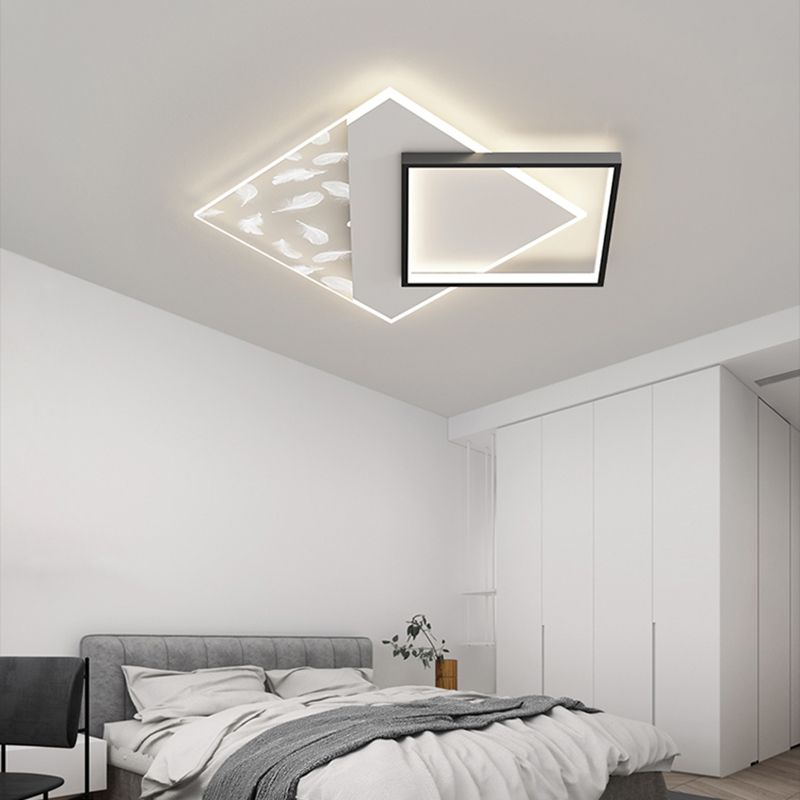 Moderne quadratische Deckenleuchte aus Metall mit 2 Leuchten für das Wohnzimmer