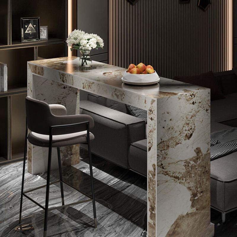 Modern Style Rectangle Stone Bar Stool Table Table for Living Room
