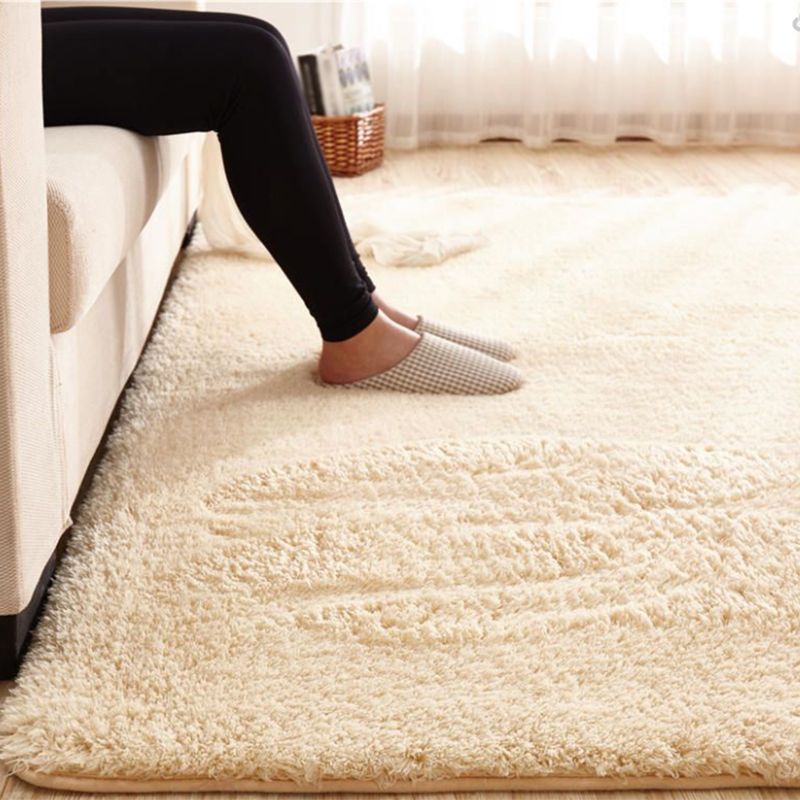 Camel Modern Rug Polyester Pure Color Indoor Rug Non-Slip Backing Rug for Living Room