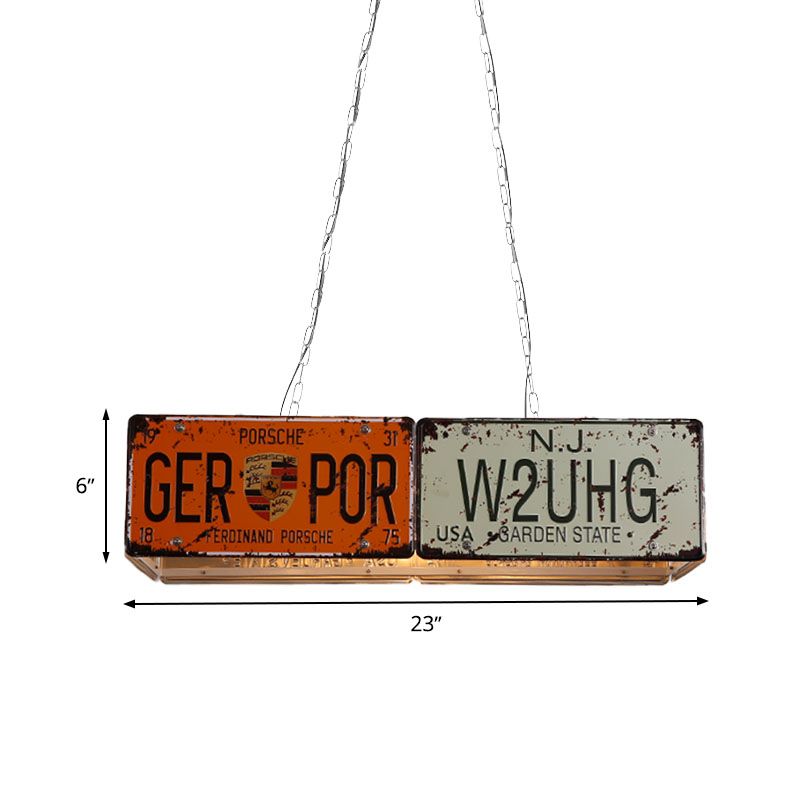 3 Lights Rectangle Island Ceiling Light Factory Red Metallic Hanging Lamp for Dining Room