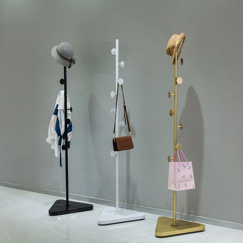 Contemporary Coat Rack Coat Hooks Metal Coat Rack with Triangular Base