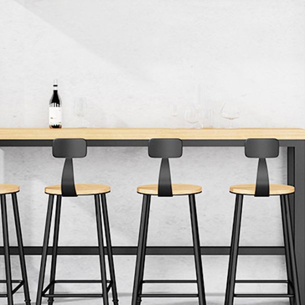 Pine Wood Bar Table Industrial Bar Dining Table with Trestle Base in Black