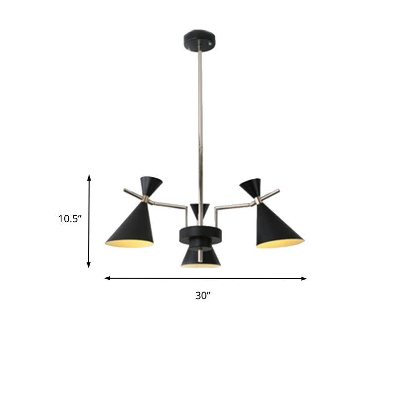 Nordic Bi-conical Pendant Chandelier Metal 3/6 Lights Black/White/Pink Dining Room Chandelier Lighting Fixture