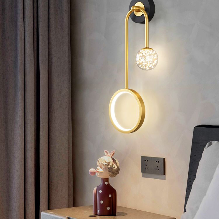 Modern Simple Style Round Disc Shade Wall Sconce Metal 2 Lights Sconces in Gold Finish