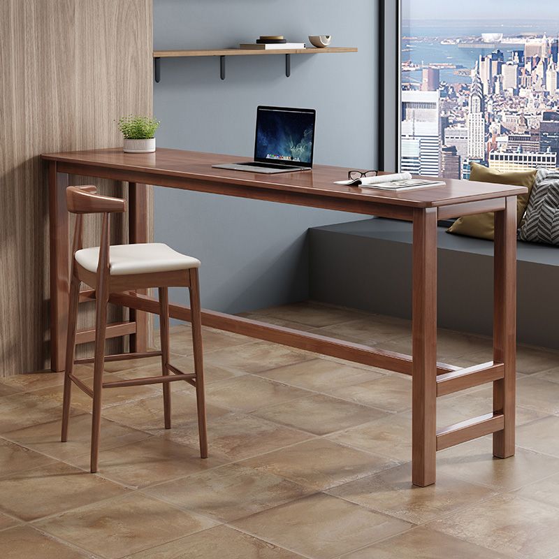 Modern Indoor Bar Dining Table Rectangle Trestle Wood Bar Table