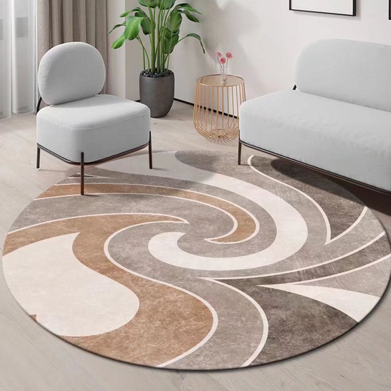 Gray Modern Rug Polyester Striped Rug Stain Resistant Rug for Living Room